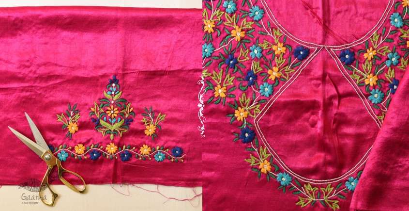 buy Mashru Blouse Piece - Embroidered & Mirror Work