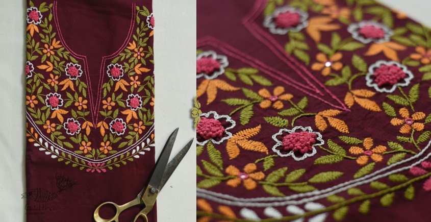 Simple Kurti Embroidery Neck Design