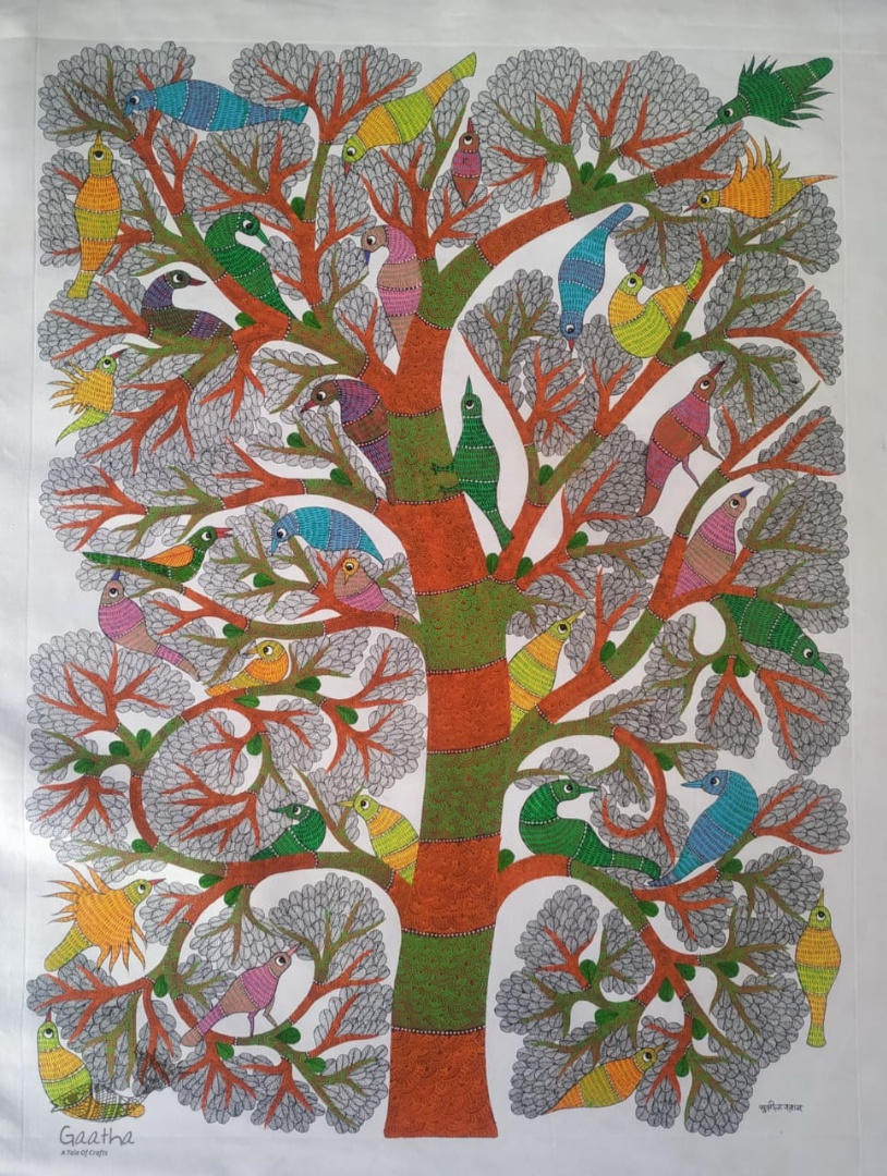 Buy Gond Painting - Birds on Tree 