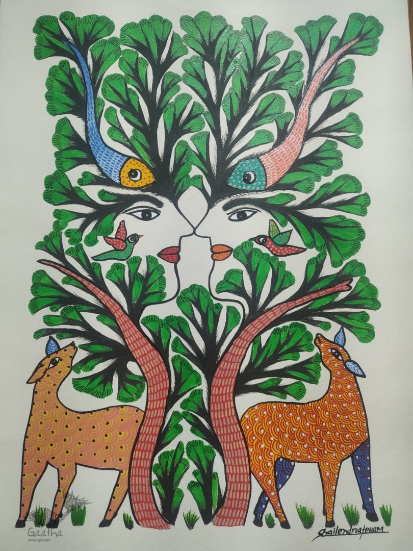 Buy Hand Painted Gond  Painting- Indian Art 