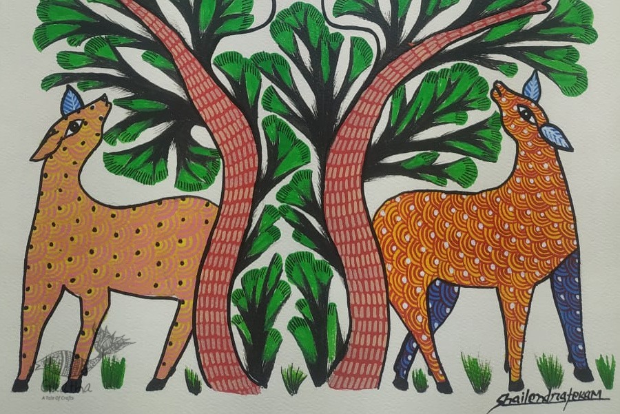 Buy Hand Painted Gond  Painting- Indian Art 