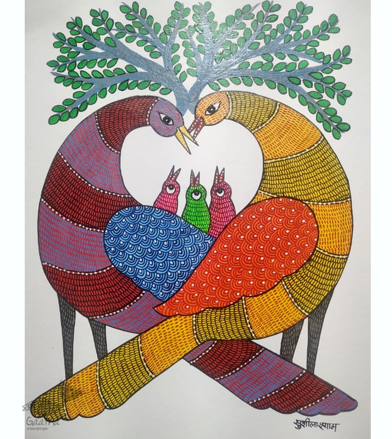 Gond Painting - indian art Peacock 