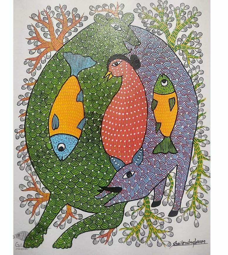 Gond Painting - indian art Rat & Pig