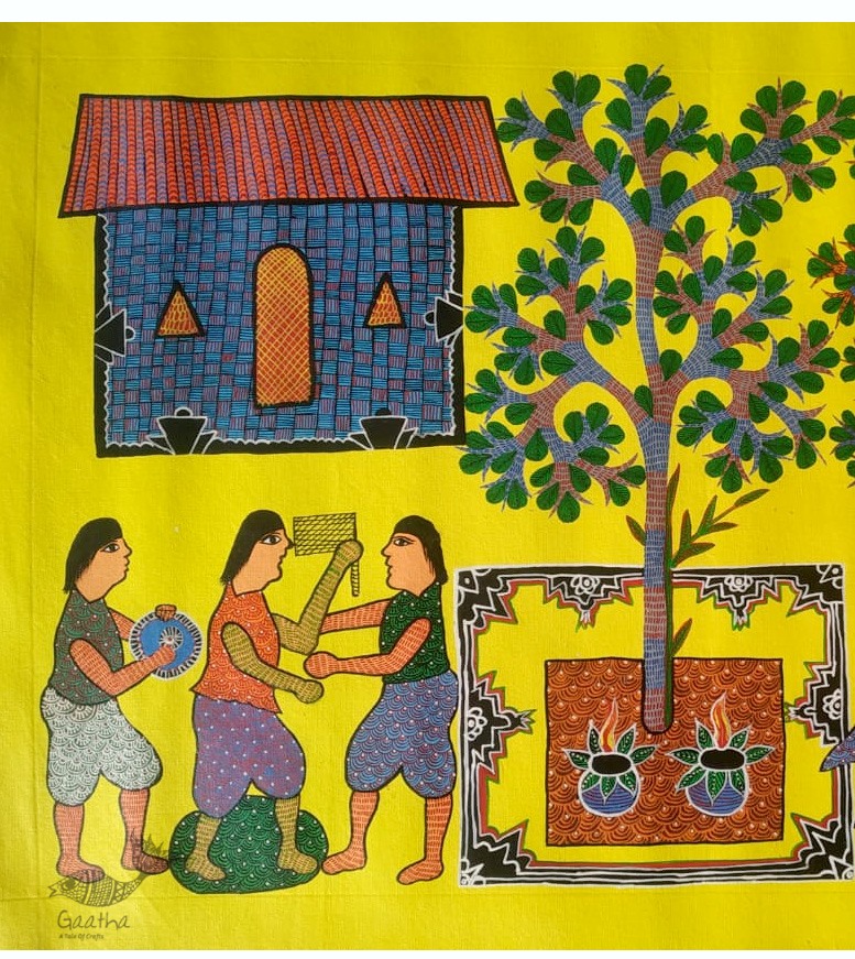 Gond Painting - indian art Village Life