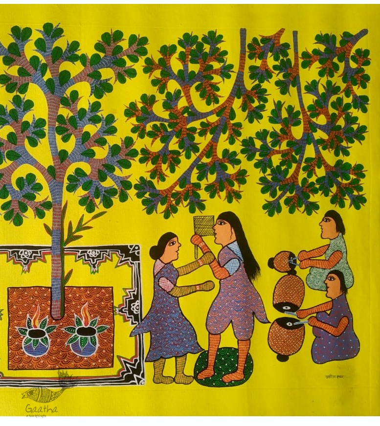 Gond Painting - indian art Village Life