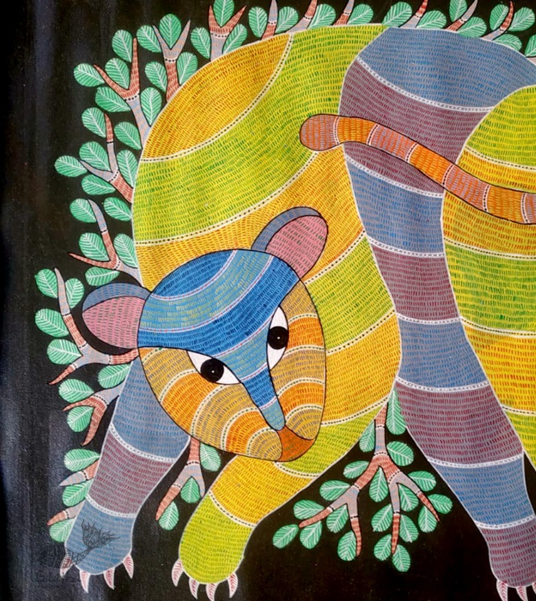 Gond Painting - indian art Wild Cat