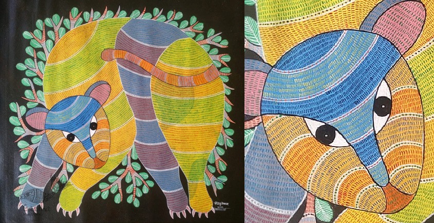 Gond Painting - indian art Wild Cat