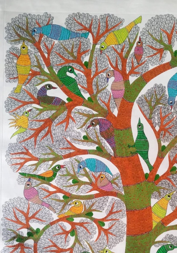 Buy Gond Painting - Birds on Tree 