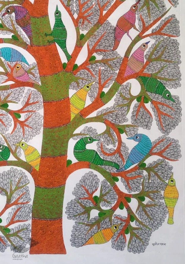 Buy Gond Painting - Birds on Tree 