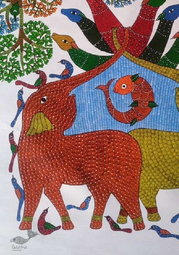 Buy Gond Painting - Elephant - indian art