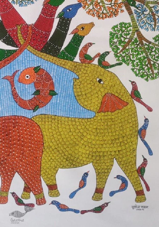 Buy Gond Painting - Elephant - indian art