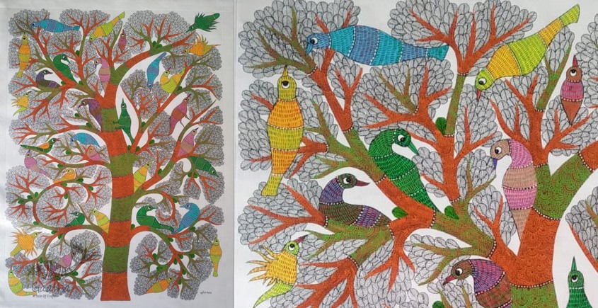 Buy Gond Painting - Birds on Tree 