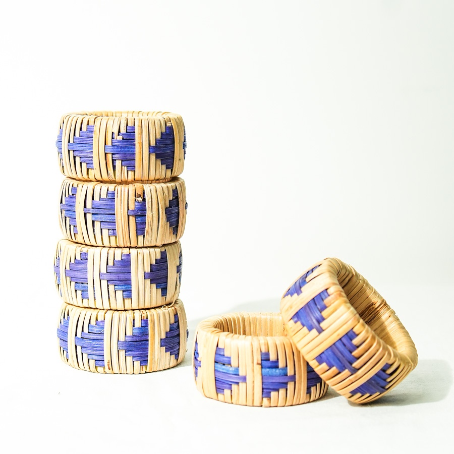 shop Rattan Indigo Napkin Ring (Set of 6)