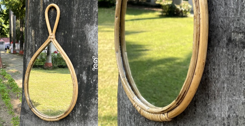 Home Decor Furniture | Cane Wood -  Droplet Mirror 