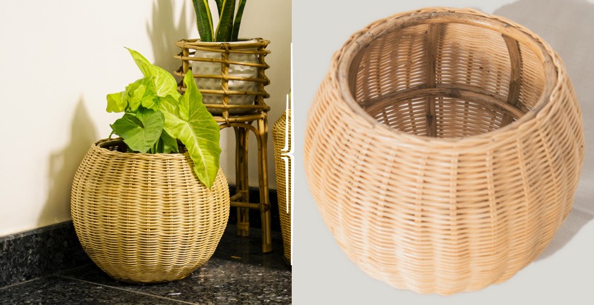 shop handmade designer home decor -  Small Wicker Planter Pot 