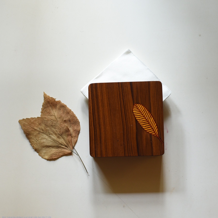 buy Wooden Napkin Holder - Leaf design