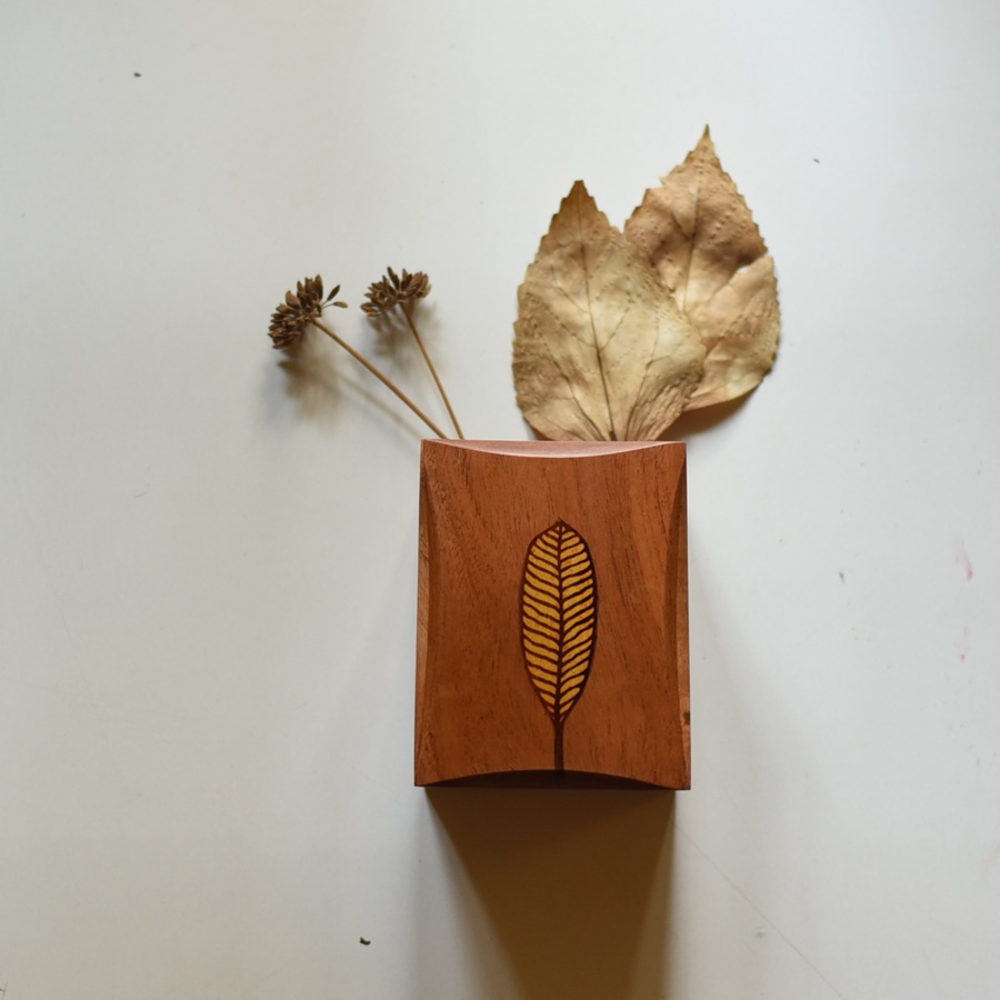 Buy Wooden Cutlery Holder - Leaf Inlay Design