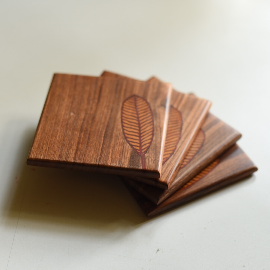 buy Wooden Coaster (Set of Four) - Leaf