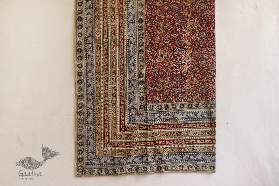 Kalamkari . Block Print . Bedsheet { Natural Color } ❋ C