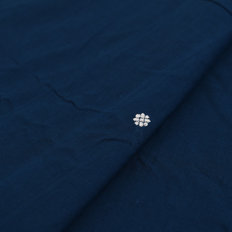 shop Assam Handwoven Cotton Saree - Rama Blue