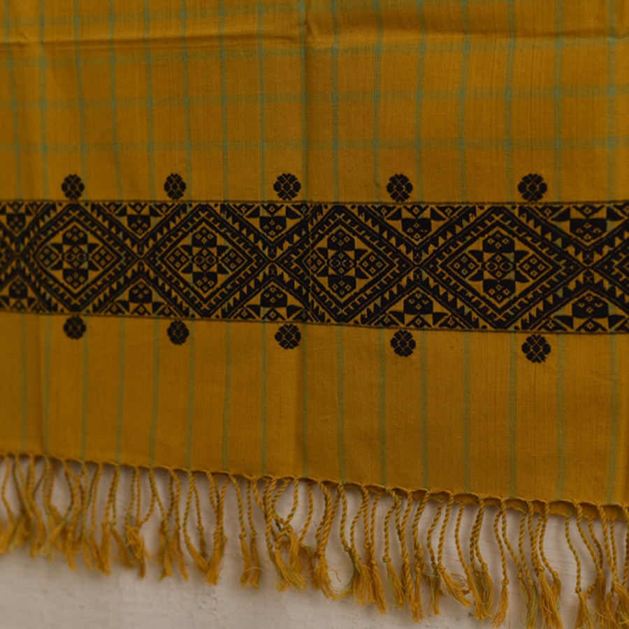 shop Assam Weaving - Handloom Cotton Stole -yellow