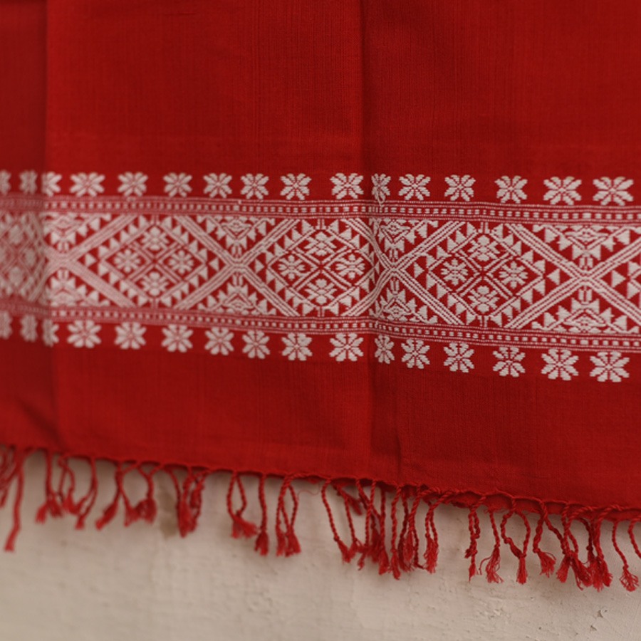 shop Assam Weaving - Handloom Cotton Stole -Red