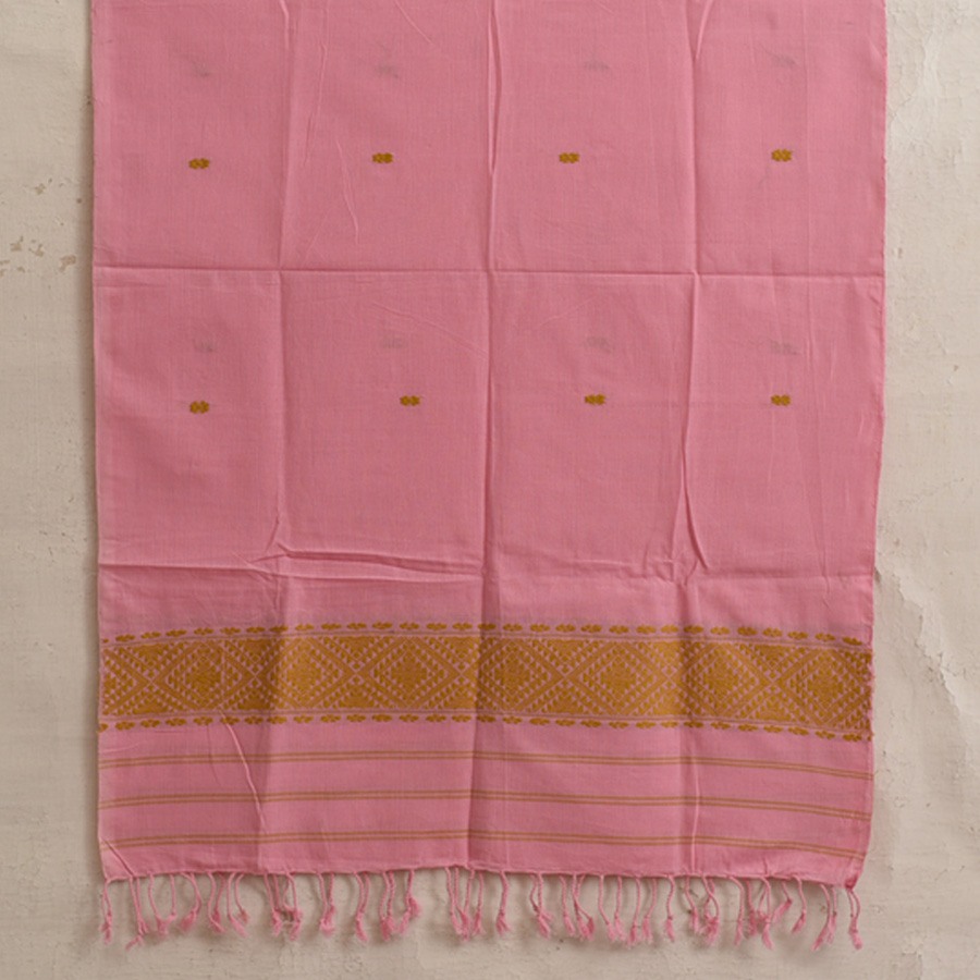 shop Assam Weaving - Handloom Cotton Stole- Light Pink