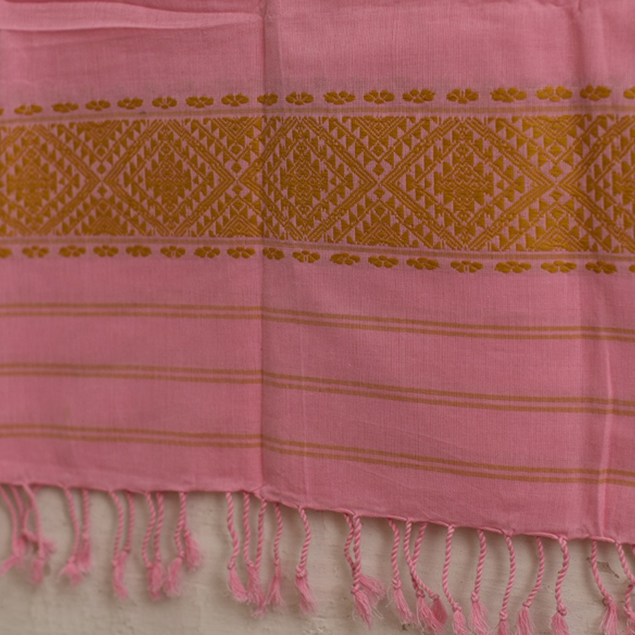 shop Assam Weaving - Handloom Cotton Stole- Light Pink