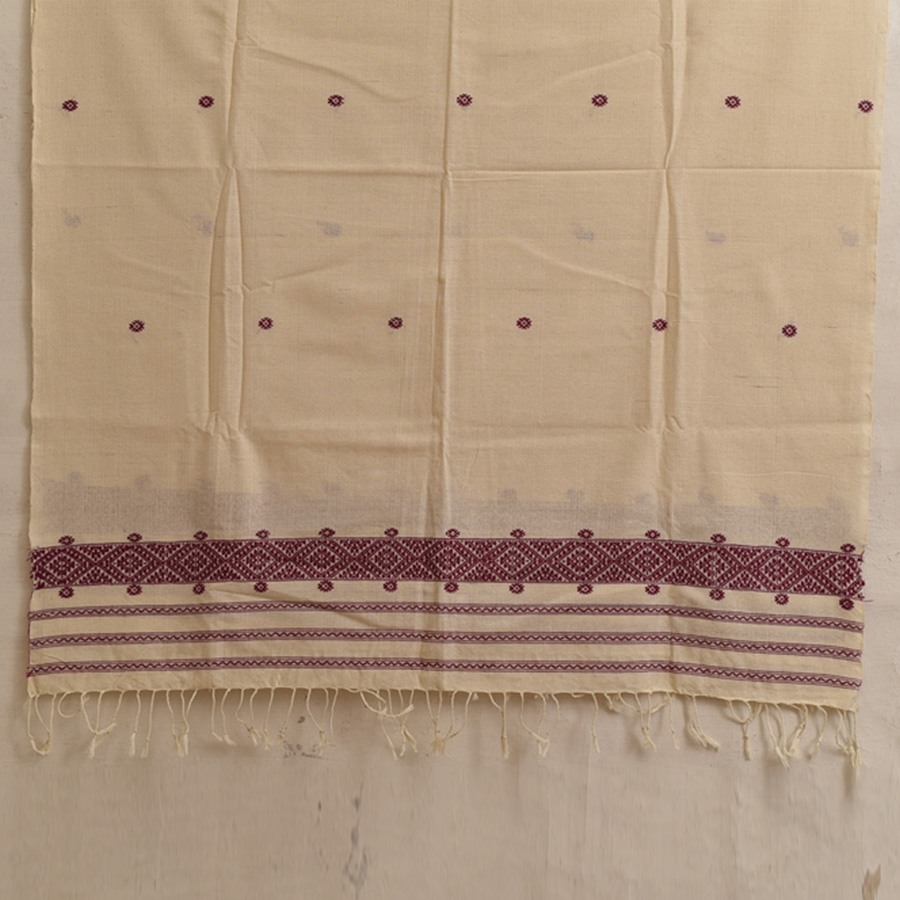 shop Assam Weaving - Handloom Cotton Dupata Off White