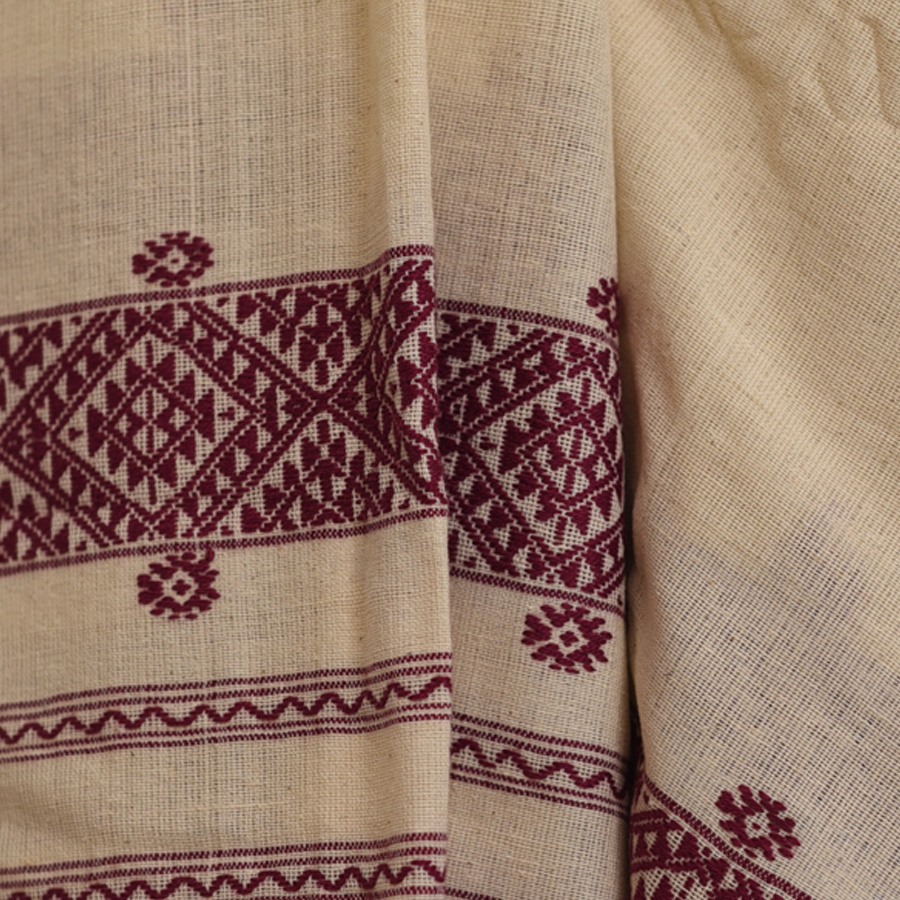 shop Assam Weaving - Handloom Cotton Dupata Off White