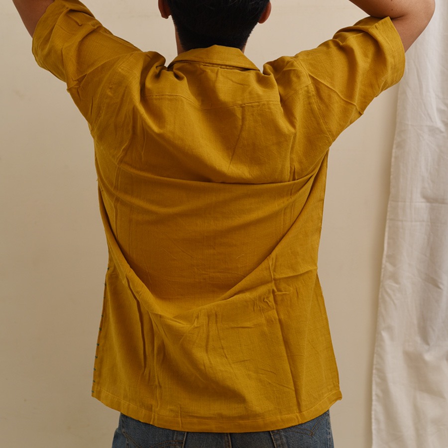 shop Pure Cotton Shirts - Extra Weft Hand Woven - Yellow