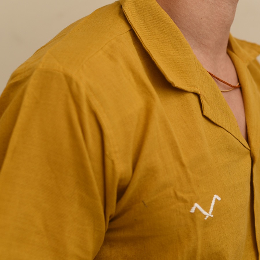 shop Pure Cotton Shirts - Extra Weft Hand Woven - Yellow