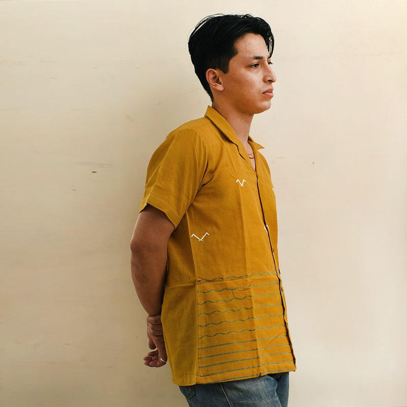 shop Pure Cotton Shirts - Extra Weft Hand Woven - Yellow