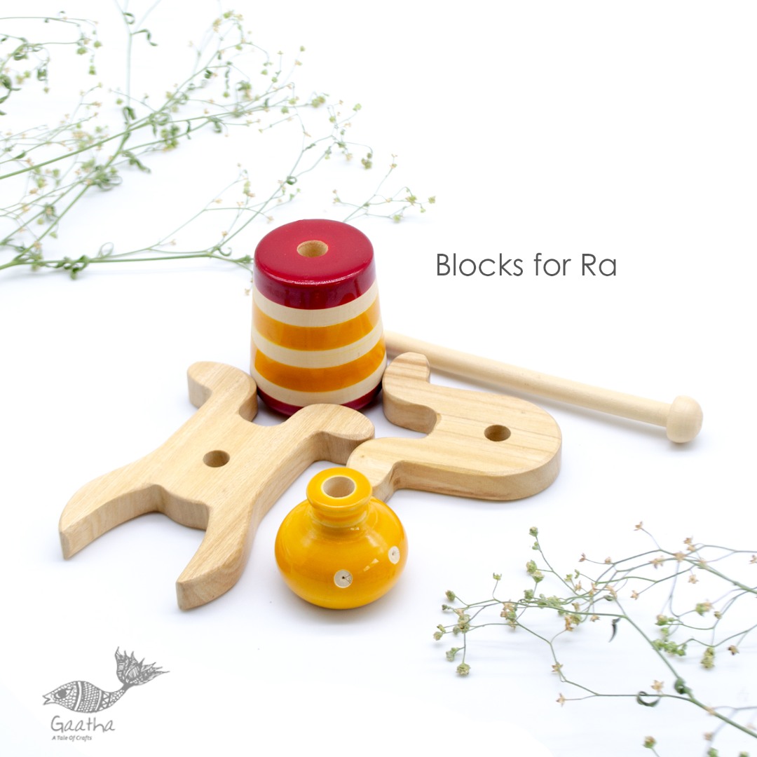 shop Handmade Traditional toy -Ulte Pulte - Twin ( Set of 10 Blocks ) ~ RaKa 