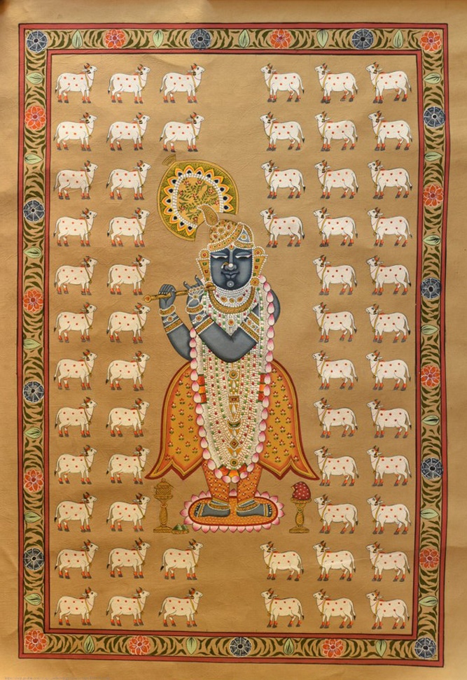 buy Traditional Pichwai Paintings | Shrinath ji with cow 