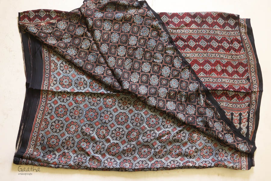 देविका ❋ Ajrakh Modal Silk Saree { with Blouse } ❋ 15