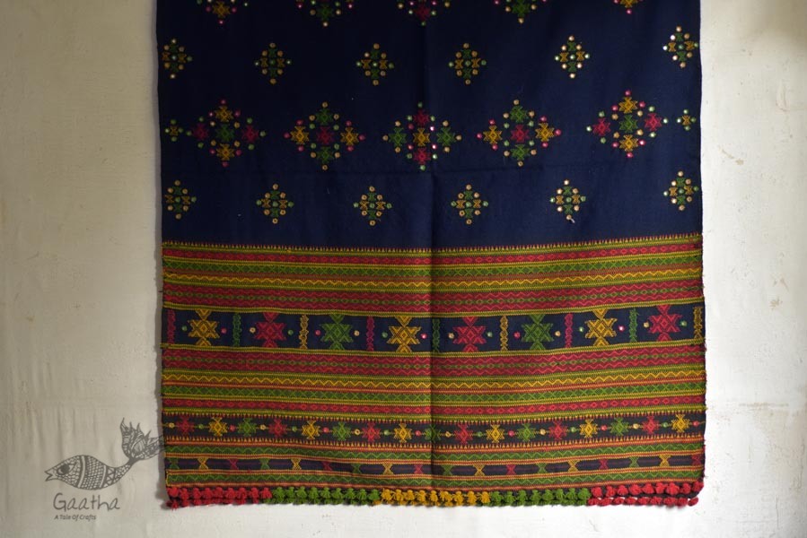 Handmade kutchi embroidered woolen shawls 