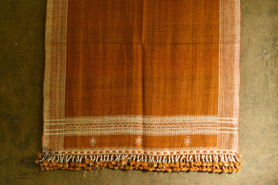 shop handspun kutchi raw woolen unisex shawl brown