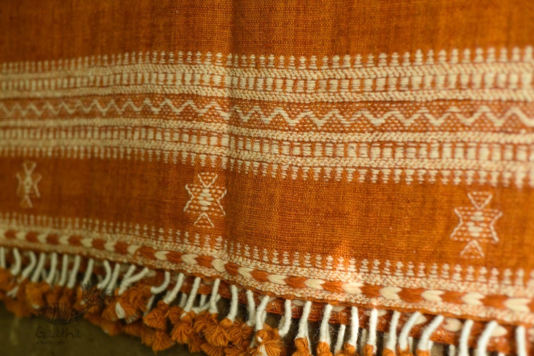 shop handspun kutchi raw woolen unisex shawl brown