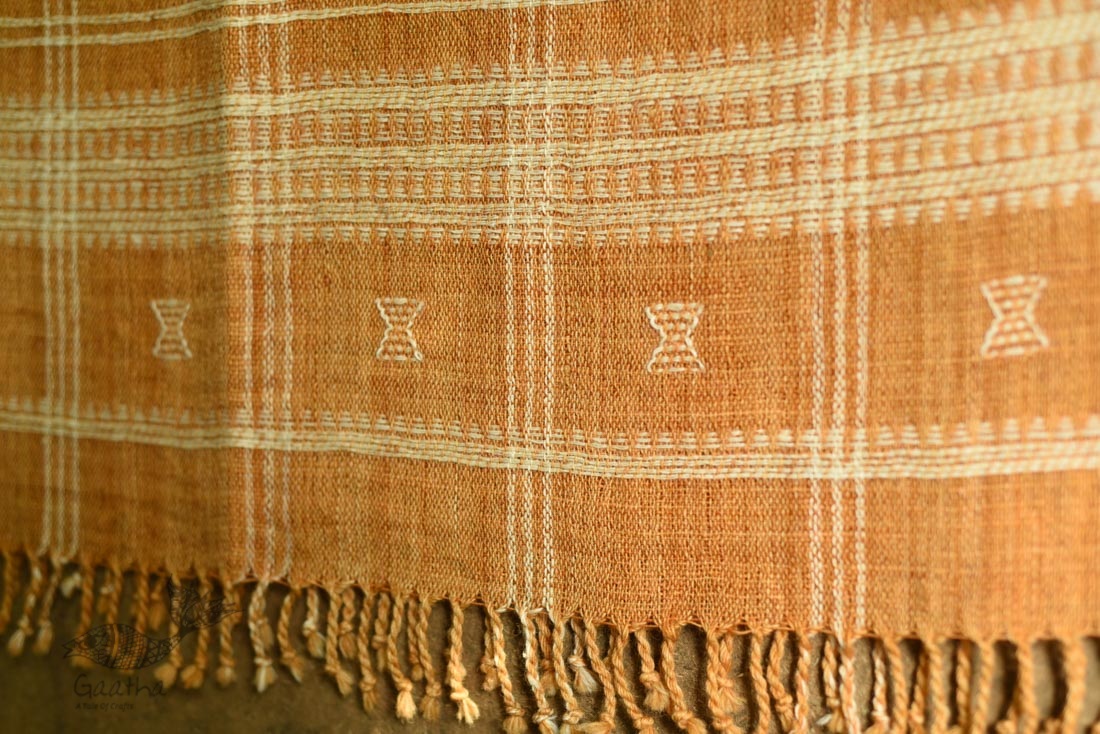 shop handspun kutchi raw woolen unisex Brown shawl