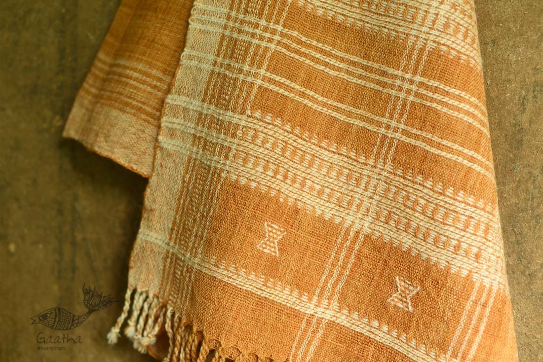 shop handspun kutchi raw woolen unisex Brown shawl