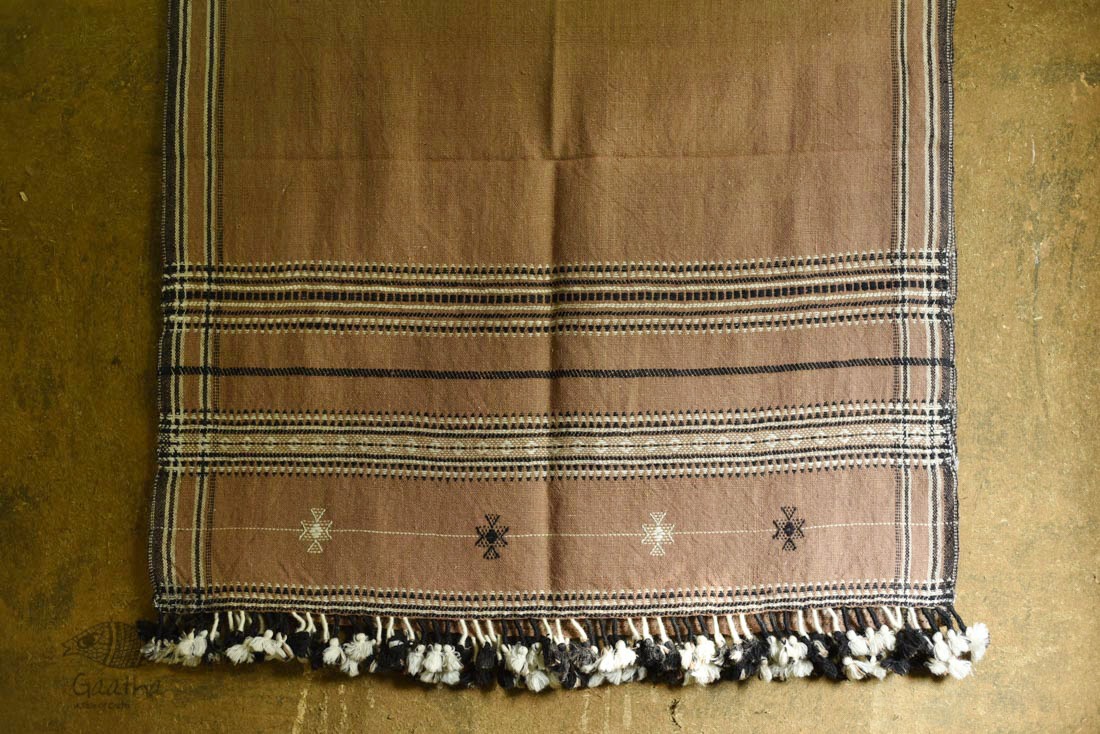 shop Bhujodi Handwoven Raw Woolen Shawl - Almond Brown