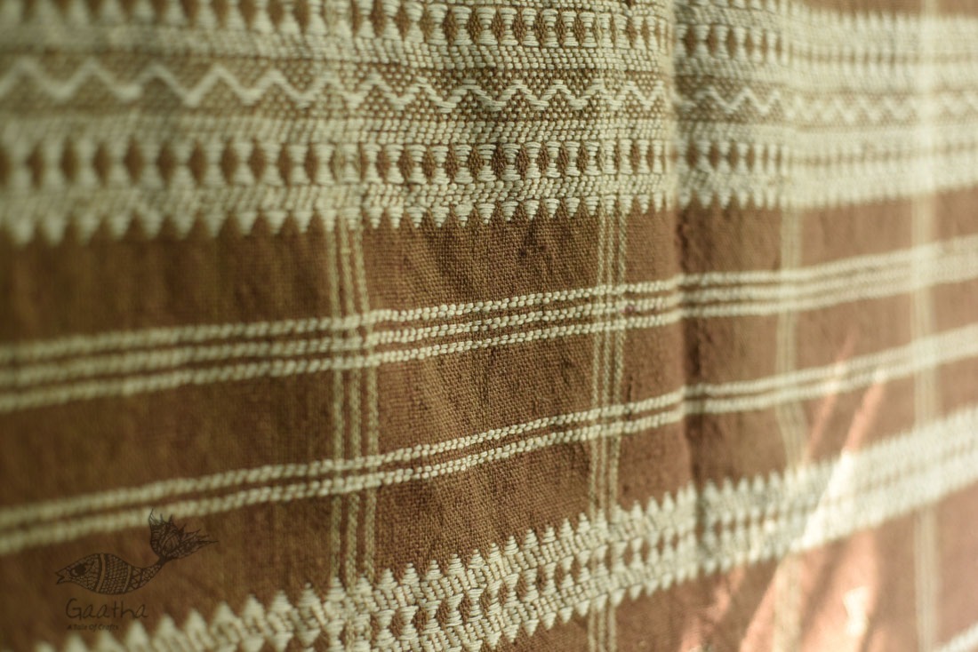 shop handwoven kutchi raw woolen unisex shawl -  Light Brown