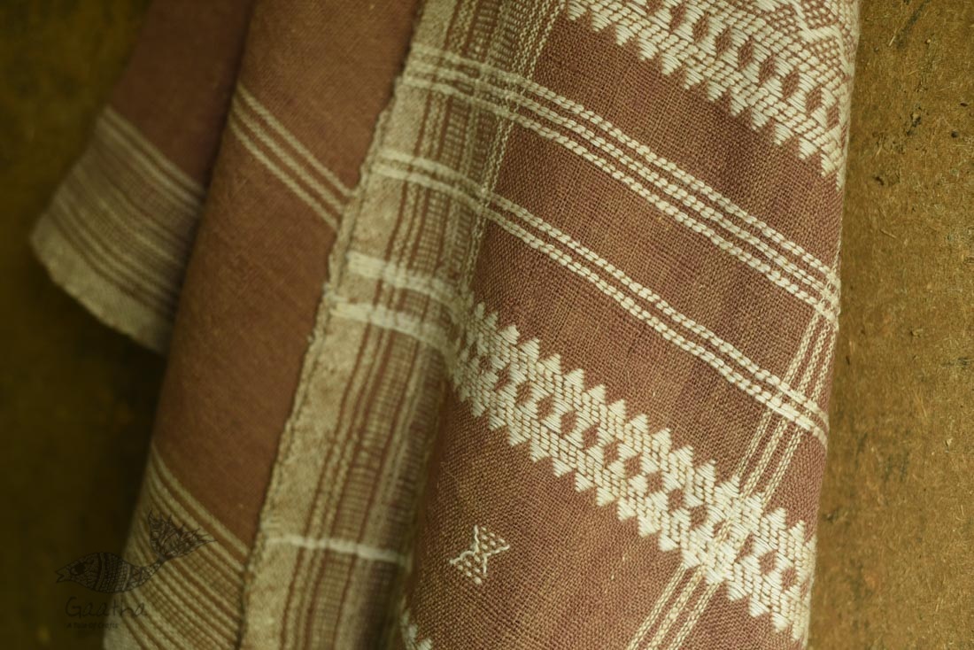 shop handwoven kutchi raw woolen unisex shawl -  Light Brown