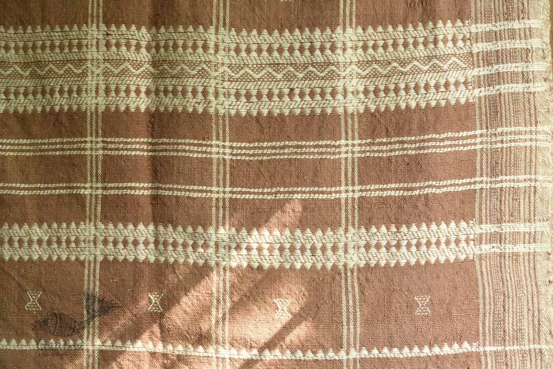 shop handwoven kutchi raw woolen unisex shawl -  Light Brown