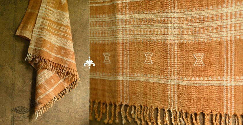 shop handspun kutchi raw woolen unisex Brown shawl