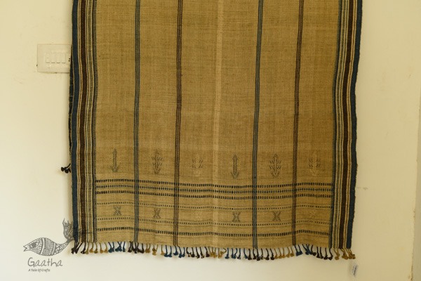 shop Kutchi Bhujodi Handwoven Raw Wool Long Shawl / Long Dhabro