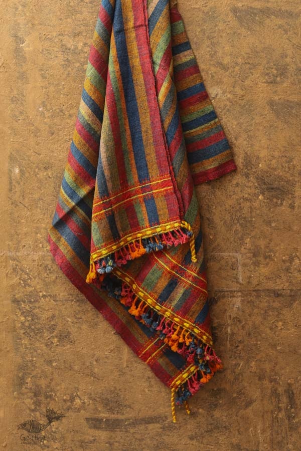 shop handwoven raw woole shawl in multi color