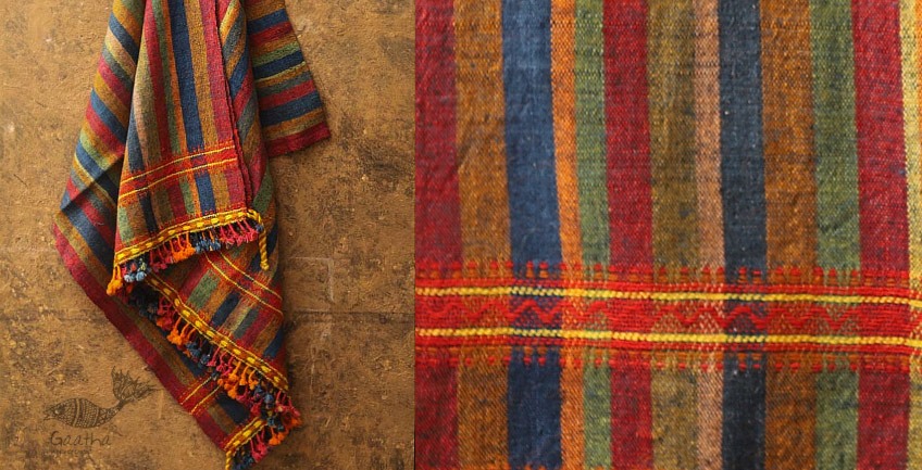 shop handwoven raw woole shawl in multi color