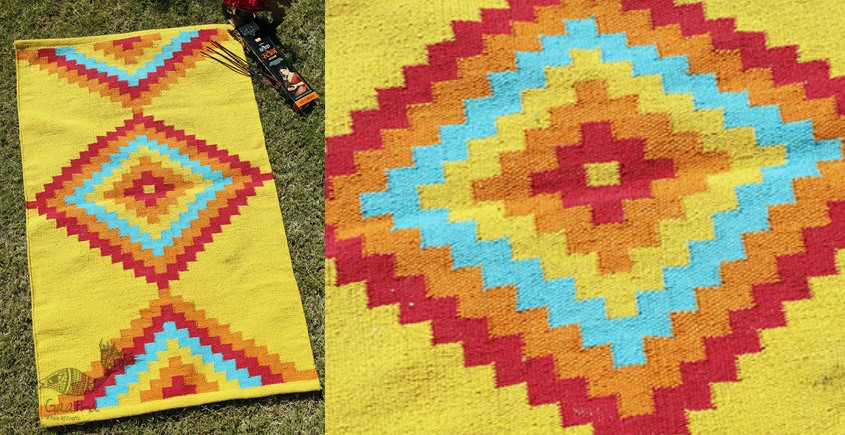 Handwoven Cotton Mat / Aasan - Diamond & Cut Diamond
